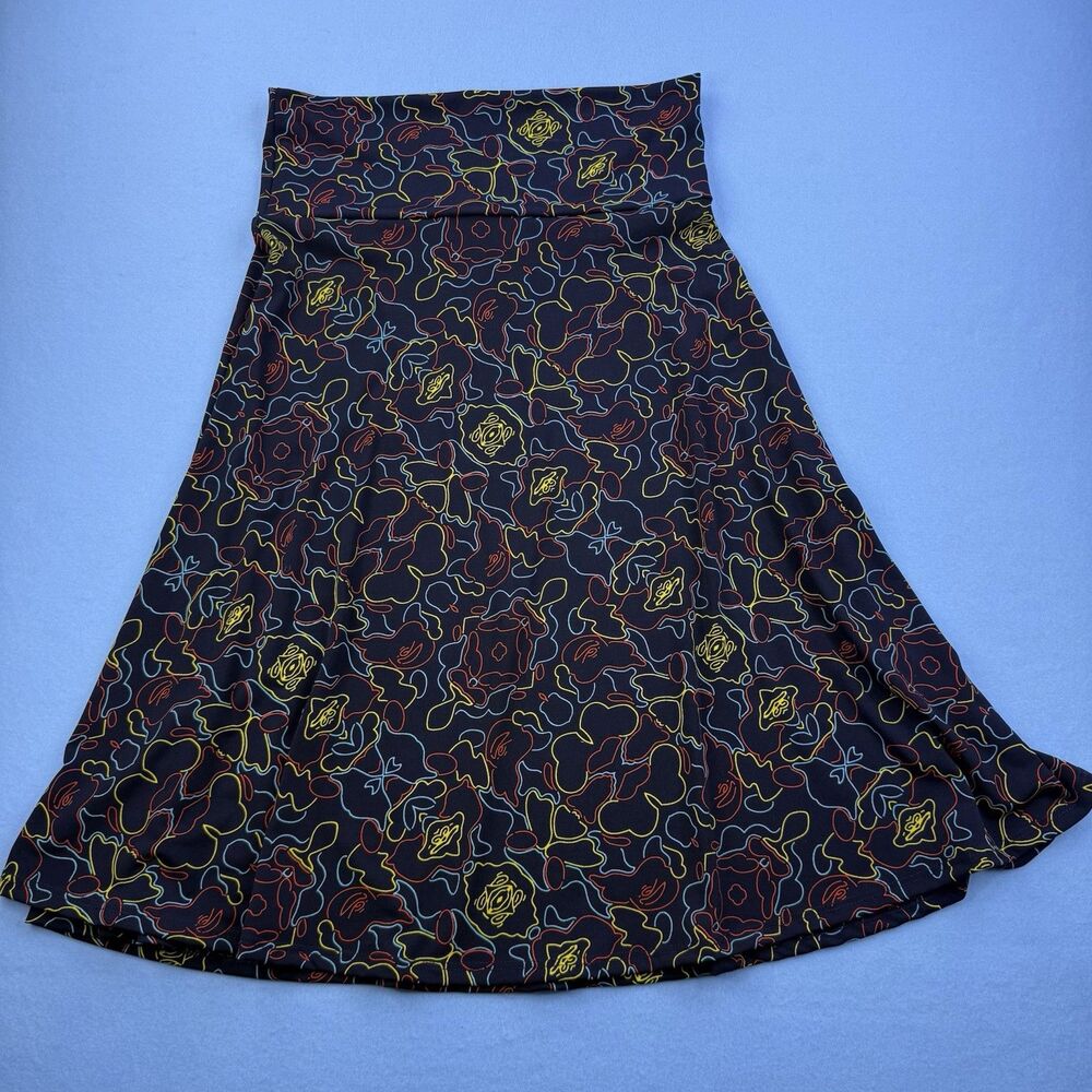 LuLaRoe Azure Skirt Colorful Geometric Red Blue Yellow Light Blue Size S WST1072